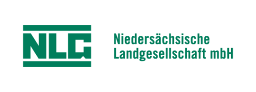 Logo der NLG – Niedersächsische Landgesellschaft mbH: grünes Kürzel „NLG" mit Balken, daneben Firmenname in Grün.