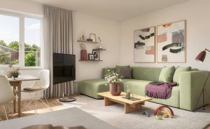 Wohnzimmer mit Sofa und TV
