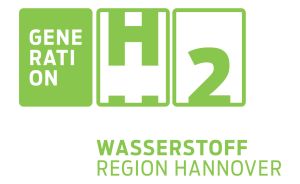 Logo "Generation H2 – Wasserstoff Region Hannover" in Grün mit zwei Quadraten und dem Schriftzug darunter.
