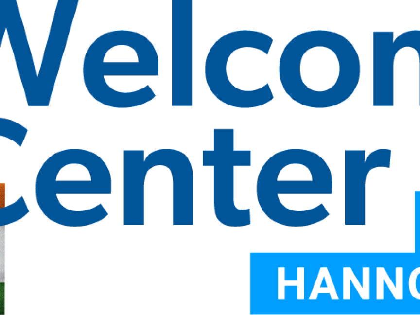 Logo Welcome Center mit indischer Flagge