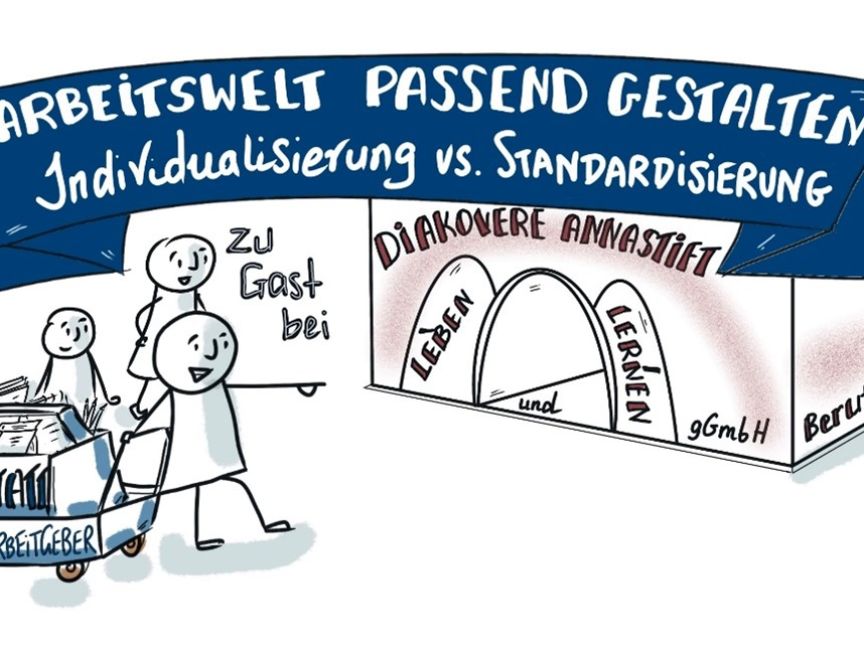 Sketchnotes Arbeitswelt passend gestalten - Individualisierung vs. Standardisierung
