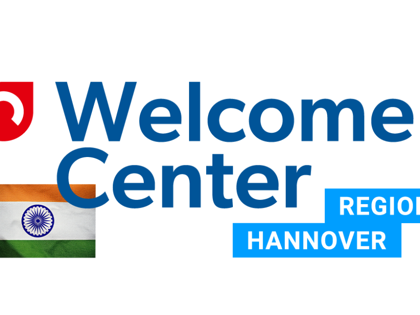 Logo Welcome Center mit indischer Flagge