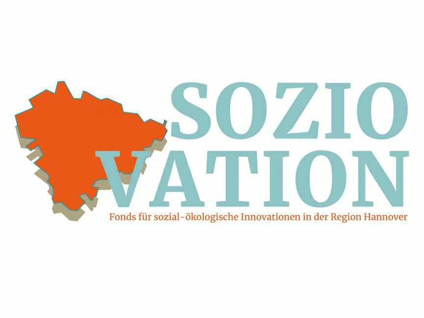 Logo Soziovation mit oranger Karte der Region Hannover.