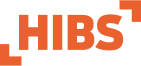 „Logo mit dem Schriftzug „HIBS" in orangefarbenen Großbuchstaben, flankiert von zwei quadratischen Eckelementen."