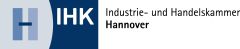 Logo der IHK Hannover: stilisiertes „H" in Blautönen, daneben „IHK" und „Industrie- und Handelskammer Hannover"