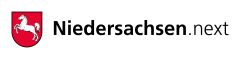 Logo „Niedersachsen.next": rotes Wappen mit weißem springenden Pferd, daneben schwarzer Schriftzug.