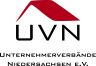 Logo UVN: rotes Dach-Symbol über schwarzen Buchstaben "UVN", darunter "Unternehmerverbände Niedersachsen e.V."