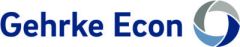 Gehrke Econ Logo: blauer Schriftzug und stilisiertes kreisförmiges Symbol in Blau und Grau.