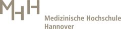 Logo der Medizinischen Hochschule Hannover: stilisiertes „MHH"-Monogramm in Grau-Beige, darunter der ausgeschriebene Name.