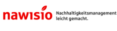 „nawisio Logo mit rotem Schriftzug und grünem Blatt-Symbol. Slogan: Nachhaltigkeitsmanagement leicht gemacht."

*(123 Zeichen)*