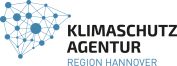 Logo der Klimaschutz Agentur Region Hannover: blaues Netzwerk-Symbol mit verbundenen Punkten, daneben schwarzer Schriftzug.