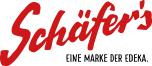 Rotes Schriftzug-Logo „Schäfer's" in Kursivschrift, darunter schwarzer Text „EINE MARKE DER EDEKA."
