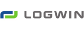 Logwin-Logo: stilisiertes blaues und grünes Symbol links, grauer Schriftzug „LOGWIN" rechts
