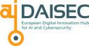 Logo von DAISEC – European Digital Innovation Hub for AI and Cybersecurity, mit orangenem Schlüssel-Symbol und grauem Schriftzug.