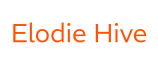 „Schriftzug „Elodie Hive" in orangefarbener, serifenloser Schrift auf weißem Hintergrund."