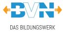 Logo mit blauem Schriftzug „BVN", orangefarbenen Pfeilen links und rechts, darunter Text „DAS BILDUNGSWERK".