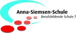 Logo: Schriftzug "Anna-Siemsen-Schule, Berufsbildende Schule 7", türkiser Bogen, rote und graue Kreise.