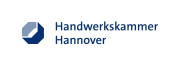Logo der Handwerkskammer Hannover: achteckiges Symbol in Blau und Grau, daneben Schriftzug in Dunkelblau.