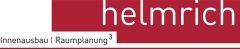 Logo "helmrich" mit rotem Hintergrund, darunter Text "Innenausbau | Raumplanung³" auf weißem Grund.