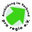 Rundes Logo mit grünem Pfeil auf hellgrünem Kreis. Text: „Ausbildung im Verbund pro regio e.V."