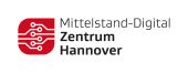 Logo: Rotes Quadrat mit Leiterplattengrafikund Text „Mittelstand-Digital Zentrum Hannover"