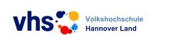 Logo der VHS Volkshochschule Hannover Land mit bunten Kreisen in Blau, Gelb, Rot und Grau.