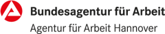 Logo der Bundesagentur für Arbeit mit rotem „A"-Symbol, Schriftzug und Zusatz „Agentur für Arbeit Hannover".