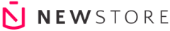 NewStore Logo: Stilisiertes rotes N-Symbol in einem Schild-Rahmen, daneben schwarzer Schriftzug „NEWSTORE"