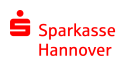 Rotes Sparkasse-Logo mit S-Symbol und Punkt oben, daneben Text „Sparkasse Hannover" in Rot auf weißem Hintergrund.