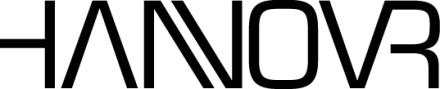 Schwarzes Logo mit dem Schriftzug „HANNOVR" in modernen, geometrischen Großbuchstaben auf weißem Hintergrund.