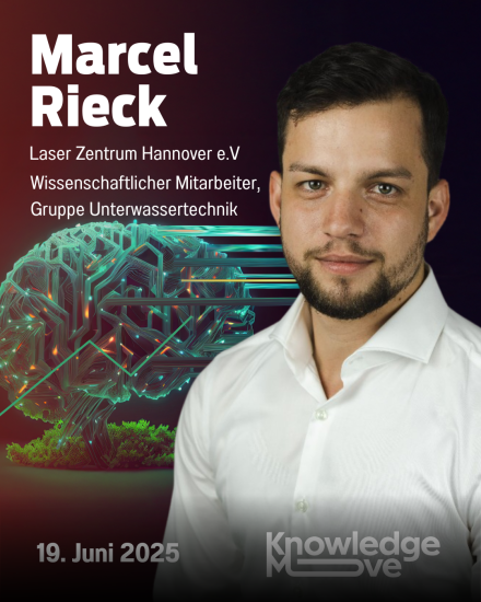 Marcel Rieck, Wissenschaftlicher Mitarbeiter am Laser Zentrum Hannover e.V., Gruppe Unterwassertechnik, KnowledgeMove 19. Juni 2025.