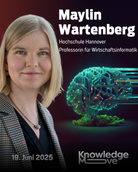 Porträt von Maylin Wartenberg, Professorin für Wirtschaftsinformatik, Hochschule Hannover. Event: 19. Juni 2025, KnowledgeMove.
