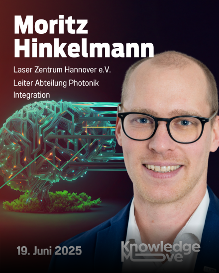 Porträt von Moritz Hinkelmann, Laser Zentrum Hannover, Leiter Photonik Integration. Veranstaltung 19. Juni 2025.