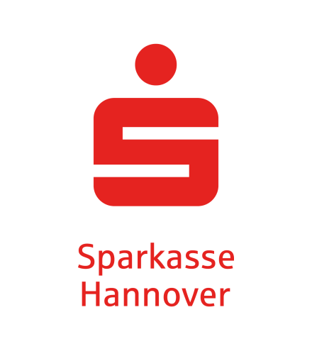 Rotes Sparkassen-Logo: stilisiertes „S" mit Punkt oben, darunter Schriftzug „Sparkasse Hannover"