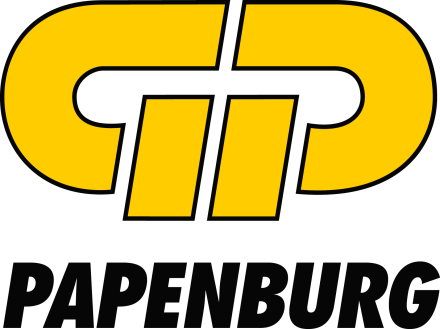 Gelb-schwarzes Logo mit zwei verbundenen P-Buchstaben und dem Schriftzug „PAPENBURG" darunter.