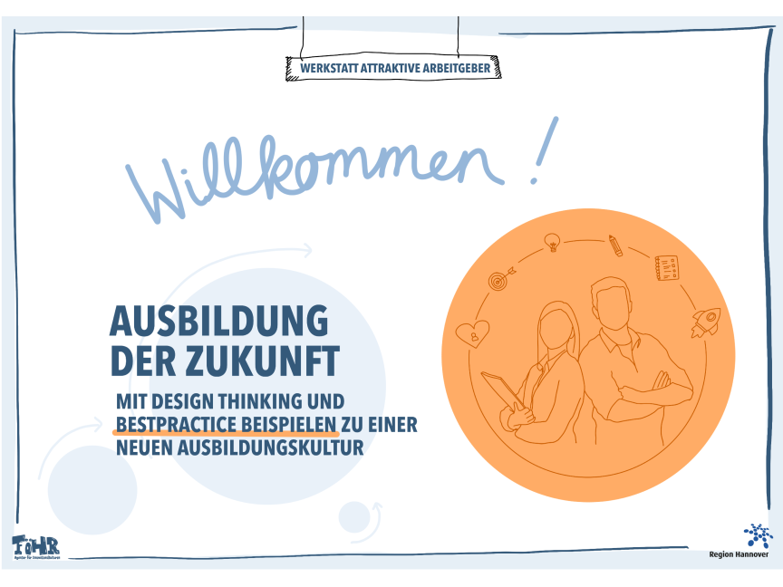 Willkommen! Ausbildung der Zukunft und zwei selbstbewusste Personen