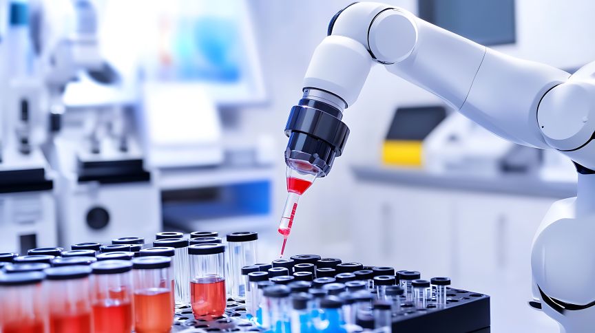 Roboterarm arbeitet im Labor