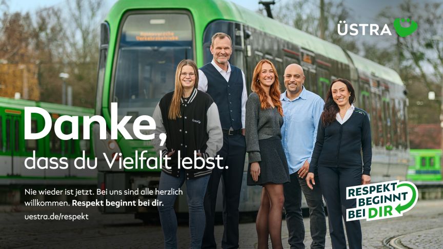 Plakat der Kampagne „Respekt beginnt bei dir“ der ÜSTRA 