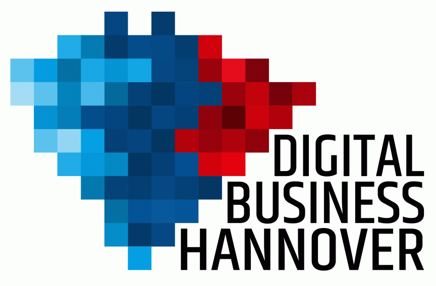 Logo „Digital Business Hannover": Pixelherz in Blau und Rot, daneben schwarzer Schriftzug auf weißem Hintergrund.