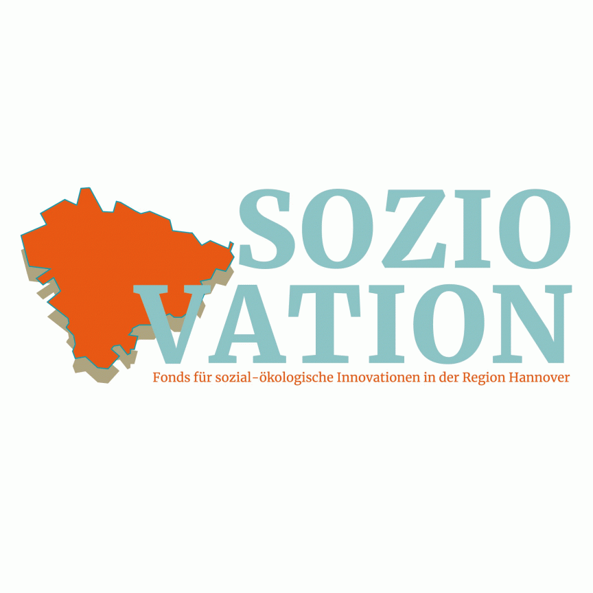 Logo Soziovation mit oranger Karte der Region Hannover.
