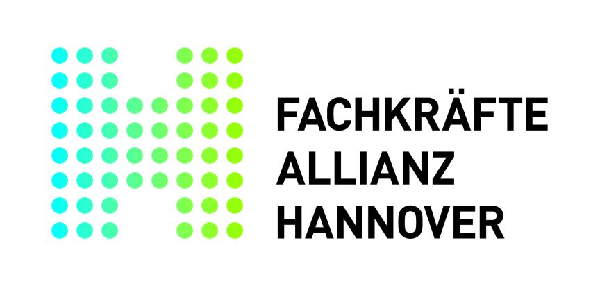 Logo der Fachkräfte Allianz Hannover: stilisiertes „H" aus türkis-grünen Punkten, daneben schwarzer Schriftzug.