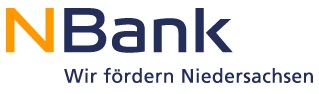 Logo der NBank mit dem Schriftzug „NBank – Wir fördern Niedersachsen" in Dunkelblau und Orange.